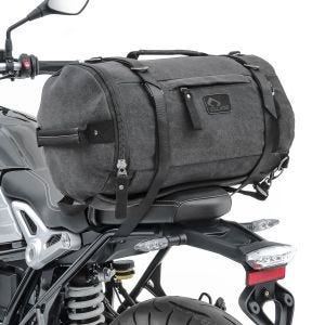 Motorrad Hecktasche Vintage 35L Canvas Rucksack Gepäckrolle grau Craftride_1