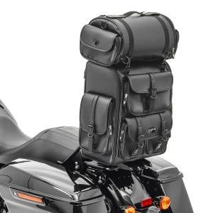 Sissybar Tasche für Harley Rocker / C Hecktasche Craftride DLX mit Gepäckrolle_1