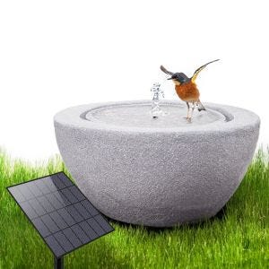 Solar fountain garden resin stone bowl Ø 10.24 inch Divit RI58 grey DPLI1