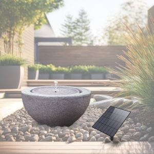 Solar fountain garden resin stone bowl Ø 10.24 inch Divit RI58 grey DPLI2