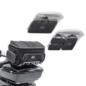 Set: Motorcycle Tail bag Craftride TT1 Rack bag for luggage rack 73Ltr black + Pannier Liner Inner bags compatible with Harley Davidson Touring 08-24 Craftride HT4