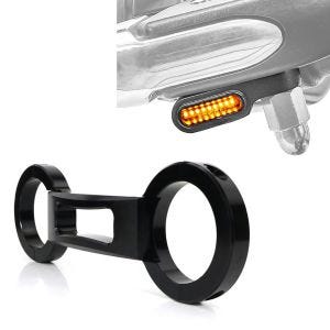 Set: LED Handlebar indicators for Cruiser Lumitecs XS tinted CB18204 + Front fits fork Brace Stabilizer fits for Harley Davidson Dyna Street Bob 06-17 Craftride FS2