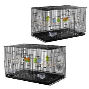Set of 2 Bird cage with wooden poles Divit bird aviary with dirt tray 76 x 45 x 18.11 inch PL8 black