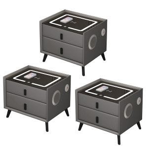 Set of 3 intelligent bedside tables Divit NT15 bedside tables with 10W speakers LED lighting and wireless charging