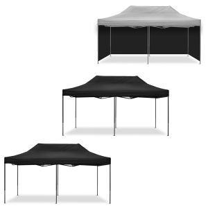 2x racing tent 3x19.69 ft foldable Tourtecs folding pavilion black + 4x pavilion side walls 3x19.69 ft