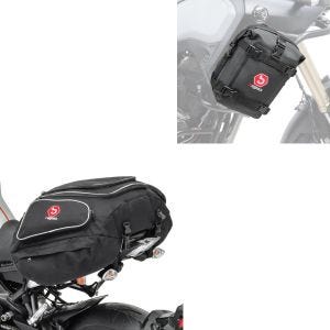 Set: Tail Bag X50 Rear seat bag 50Ltr in + Crashbar Bag K3 for engine guard waterproof bag 6Ltr in 