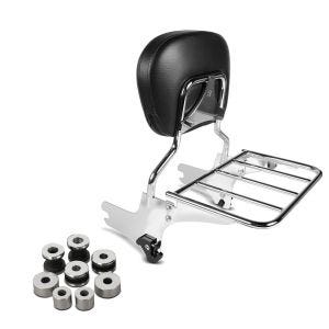 ,Set: Sissy Bar with Rear Rack detachable S1 fits for Harley Davidson Electra-Street-Road Glide,, Road King 97-08 chrome Craftride + Docking Hardware Kit fits for Harley Davidson Touring models 1997-2008 Craftride,