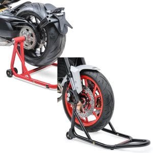 Set: swing arm paddock stand compatible with Ducati Monster 1200/S 14-20 -Classic red + paddock stand Front