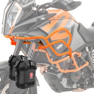 Set Fairing Crash bar + bags XL X21 compatible with KTM 1090 Adventure / R 17-19 engine guard Motoguard orange