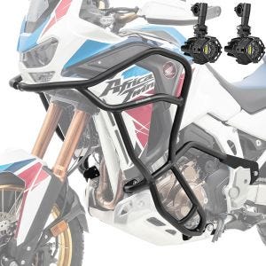Set Crash bar + Auxiliary lights fit for Honda Africa Twin 1100 Adventure Sports 20-23 fog lights Motoguard KT14 black