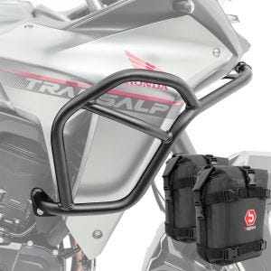 Set Crash Bars + Bags fits for Honda Transalp XL 750 23-24 Motoguard HG14 Black