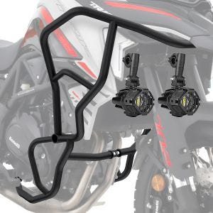 Set Crash bar + Auxiliary lights fit for Benelli TRK 702 / X 23-24 fog lights Motoguard KT57 black