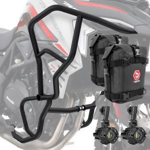 Set Crash bars + Auxiliary lights + bags fit for Benelli TRK 702 / X 23-24 Motoguard KT57 black