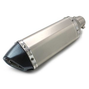 Exhaust muffler Force compatible with Kawasaki Z 1000 / SX Silencer Stainless Steel-Carbon Look